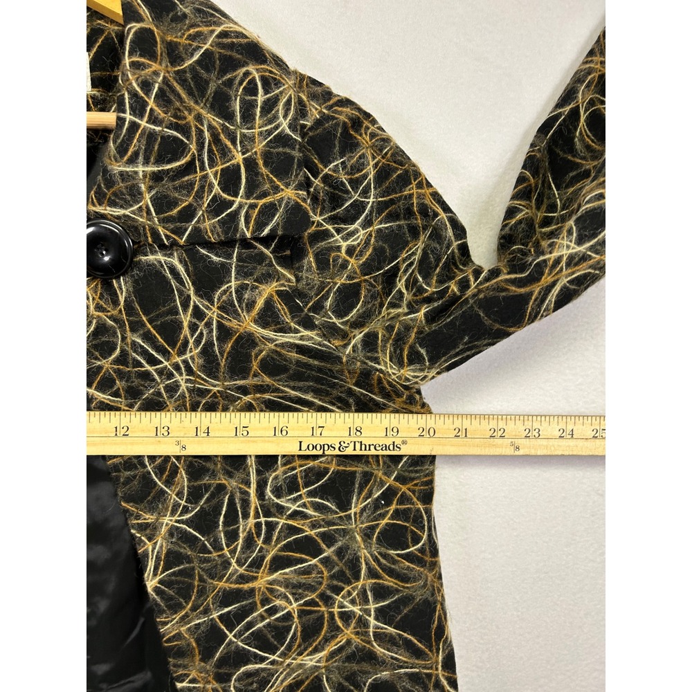 Artistic Avant Garde Elliott Lauren Womens 10 Black Gold Wool Scribble Jacket - Picture 6 of 11